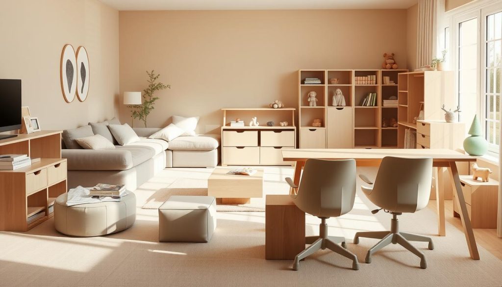 Cozy and functional children's furniture from nitkikids.pl, showcasing a minimalist Scandinavian design aesthetic. A warm-toned, well-lit living room scene with a modular sofa, storage ottomans, and a low wooden coffee table. Sleek, ergonomic chairs and a height-adjustable desk in the foreground, complemented by neutral-toned shelving units and toy storage on the side. Soft, natural lighting filters through large windows, casting a calming, inviting atmosphere. The space exudes a sense of organization and practicality, tailored to the needs of a growing child. Cozy and functional children's furniture from nitkikids.pl, showcasing a minimalist Scandinavian design aesthetic. A warm-toned, well-lit living room scene with a modular sofa, storage ottomans, and a low wooden coffee table. Sleek, ergonomic chairs and a height-adjustable desk in the foreground, complemented by neutral-toned shelving units and toy storage on the side. Soft, natural lighting filters through large windows, casting a calming, inviting atmosphere. The space exudes a sense of organization and practicality, tailored to the needs of a growing child.